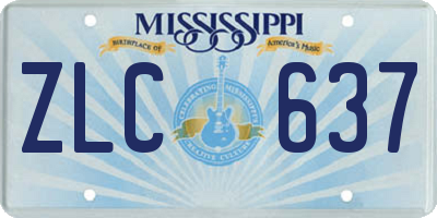 MS license plate ZLC637