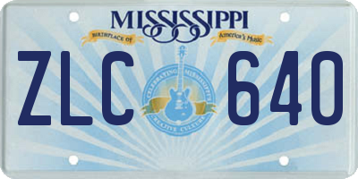 MS license plate ZLC640