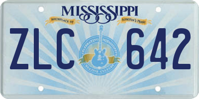 MS license plate ZLC642