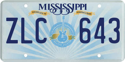 MS license plate ZLC643