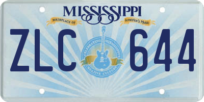 MS license plate ZLC644
