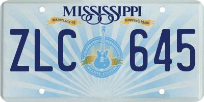 MS license plate ZLC645