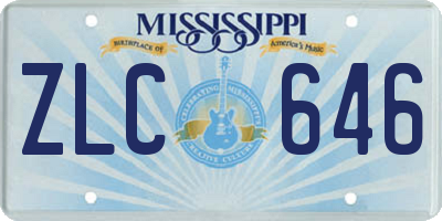 MS license plate ZLC646