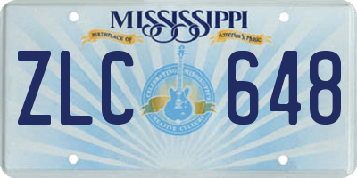 MS license plate ZLC648