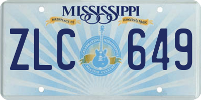 MS license plate ZLC649