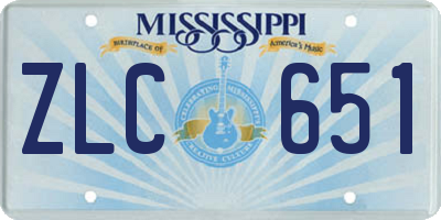 MS license plate ZLC651