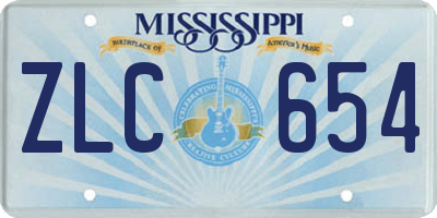 MS license plate ZLC654