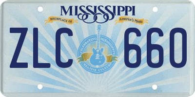 MS license plate ZLC660