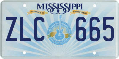 MS license plate ZLC665