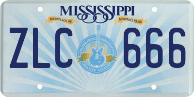 MS license plate ZLC666