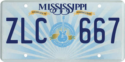 MS license plate ZLC667