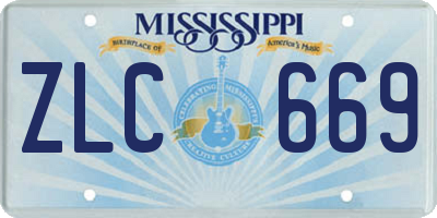 MS license plate ZLC669