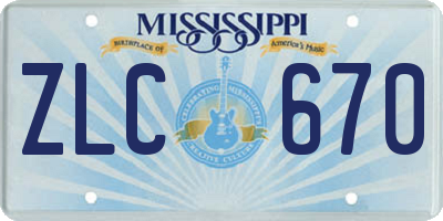 MS license plate ZLC670