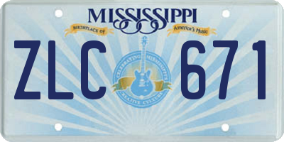 MS license plate ZLC671