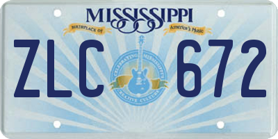 MS license plate ZLC672