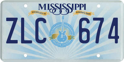 MS license plate ZLC674