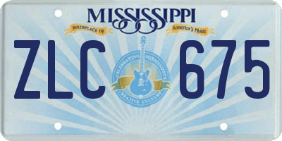 MS license plate ZLC675