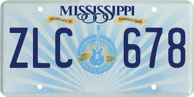 MS license plate ZLC678
