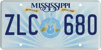 MS license plate ZLC680