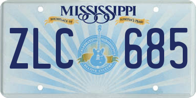 MS license plate ZLC685
