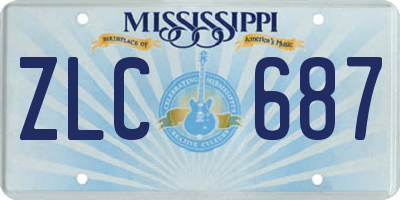 MS license plate ZLC687