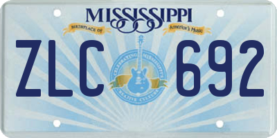 MS license plate ZLC692