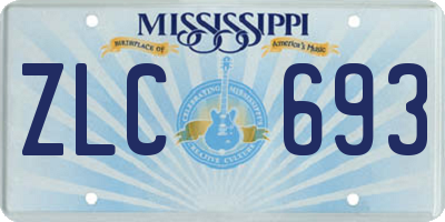 MS license plate ZLC693