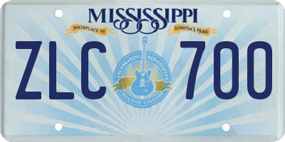 MS license plate ZLC700