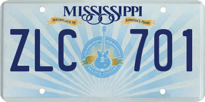 MS license plate ZLC701