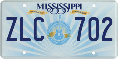MS license plate ZLC702