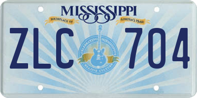 MS license plate ZLC704
