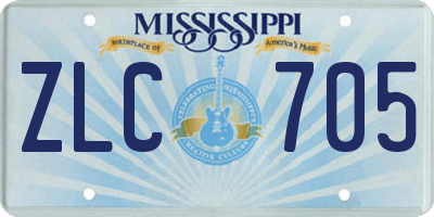 MS license plate ZLC705