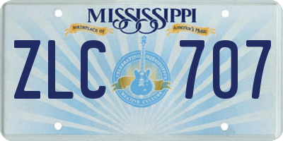 MS license plate ZLC707