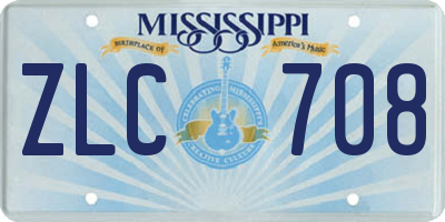 MS license plate ZLC708