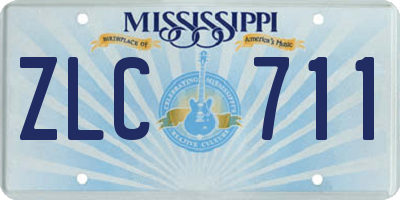 MS license plate ZLC711