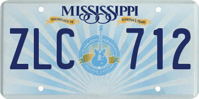 MS license plate ZLC712
