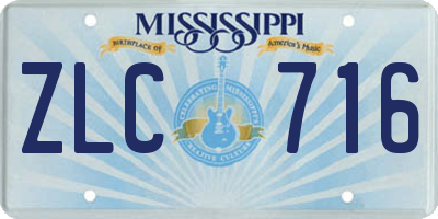 MS license plate ZLC716