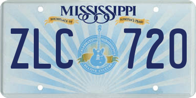 MS license plate ZLC720