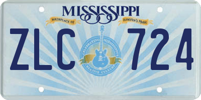 MS license plate ZLC724