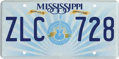 MS license plate ZLC728