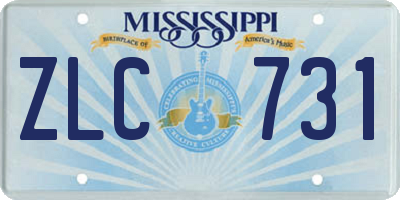 MS license plate ZLC731