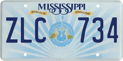 MS license plate ZLC734