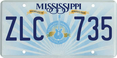 MS license plate ZLC735
