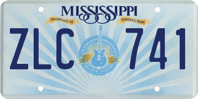 MS license plate ZLC741