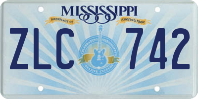 MS license plate ZLC742