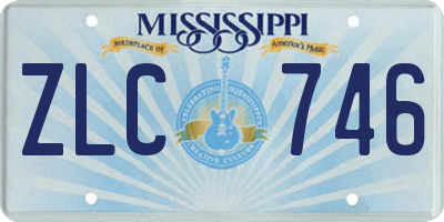 MS license plate ZLC746