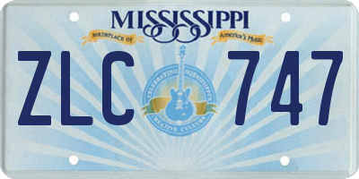 MS license plate ZLC747