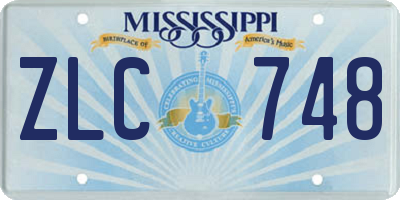 MS license plate ZLC748