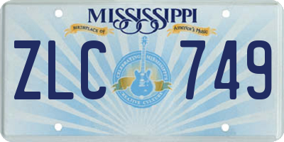 MS license plate ZLC749