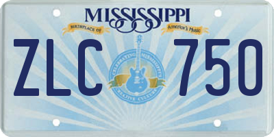 MS license plate ZLC750